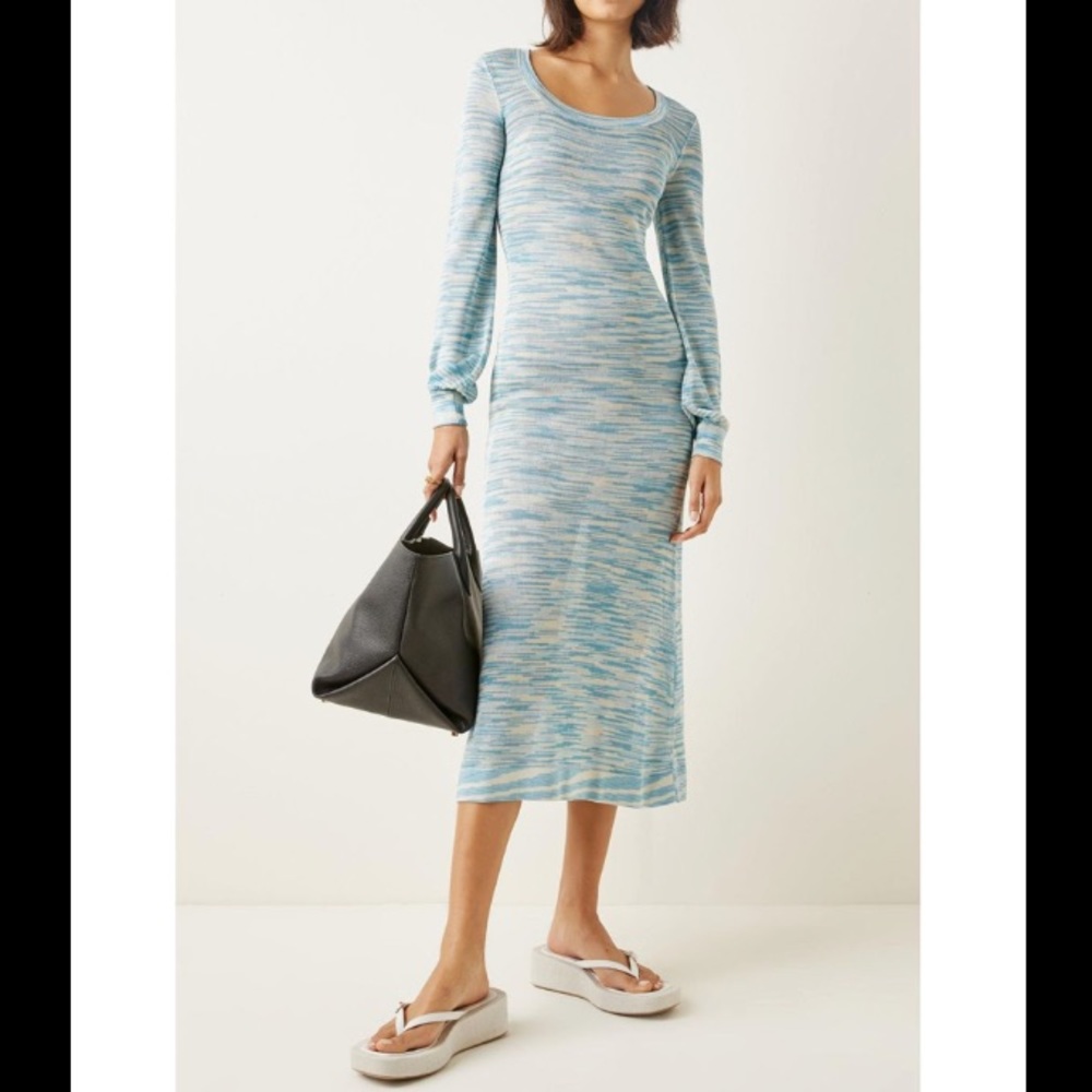 NWT Alexis Katica Dress Soft Blue Space Dyed Knit MIDI Dress w Slip - Picture 8 of 11